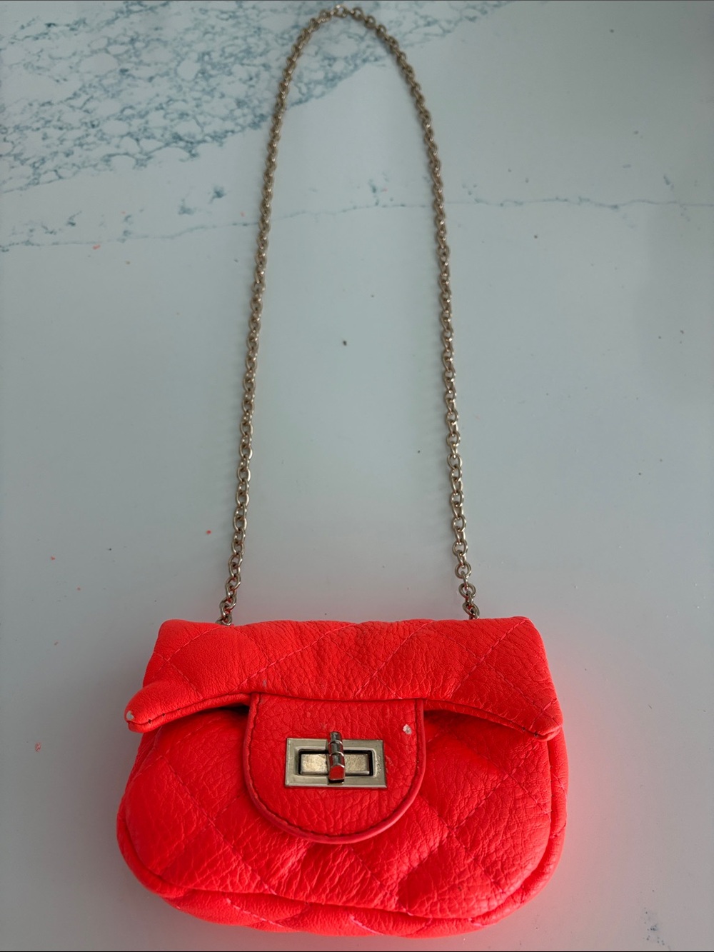 Bright orange Quilted Chain Clutch Bag - Unbranded